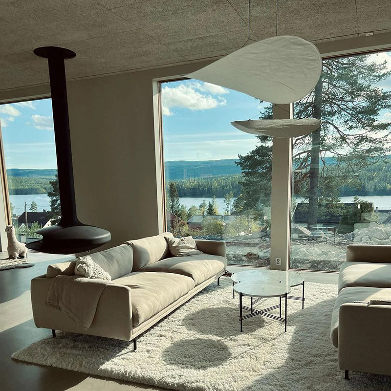 Evelor Suspension Géométrique Moderne Soie Blanc Salon-Luire
