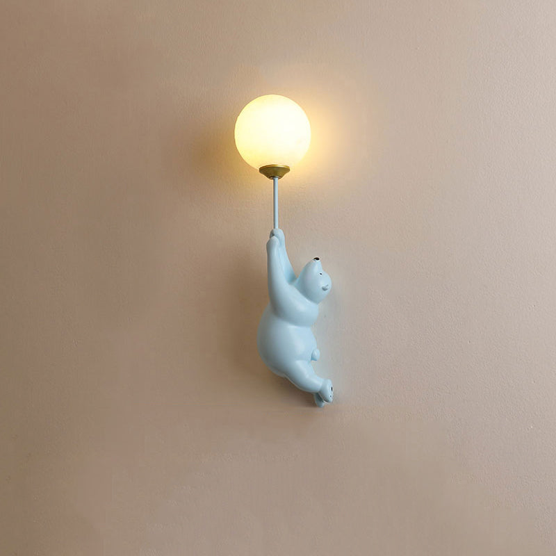 Evenel Bear Balloon Applique Murale Ours Ballon Moderne Animale. Blanc/Bleu/Rose. Salon-Luire