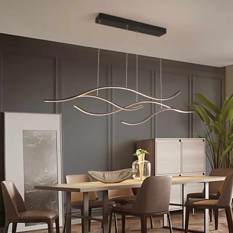 Tiroven Luminaires Suspension linéaire. LED Noir/Or. Salon-Luire