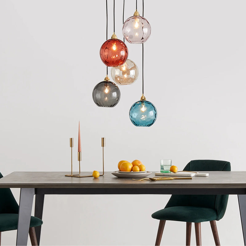 Vevenel Water Ripple Suspension Boule Moderne Verre Rouge/Vert/Bleu Salon-Luire