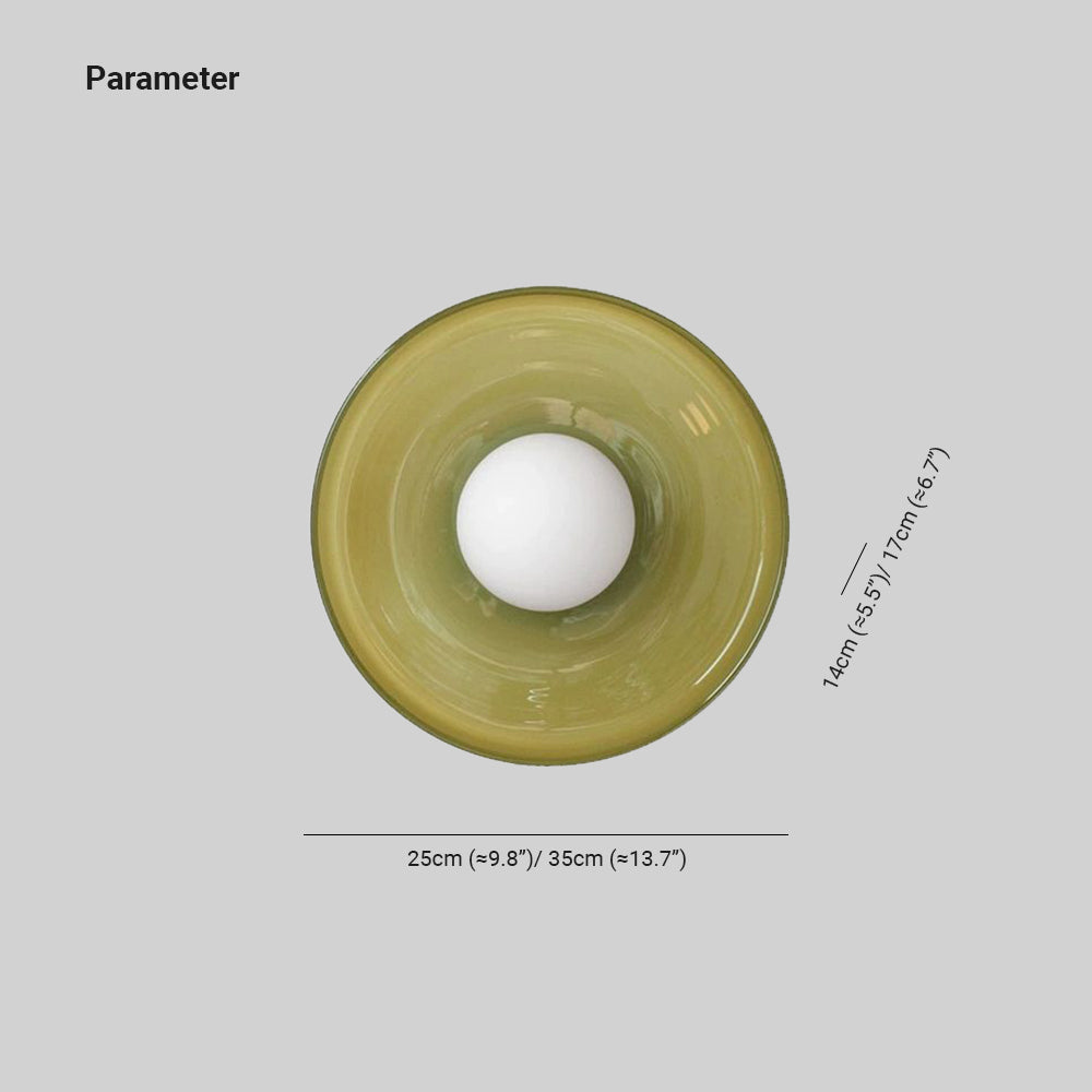 Sominex Plafonnier Dôme Moderne. Verre/Métal. Blanc/Vert/Orange. Salon-Luire