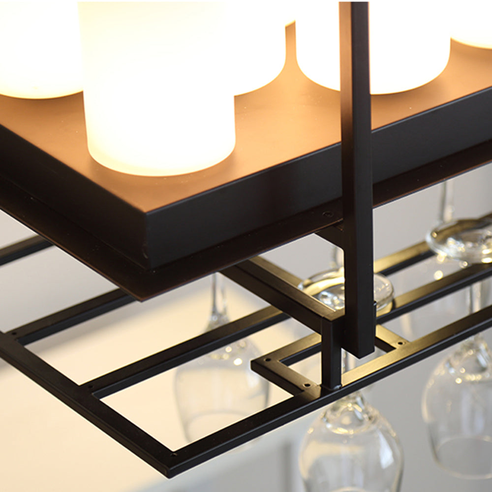 Silva Suspension Cylindre Moderne, Métal/Verre, Blanc/Noir, Restaurant/Bar-Luire