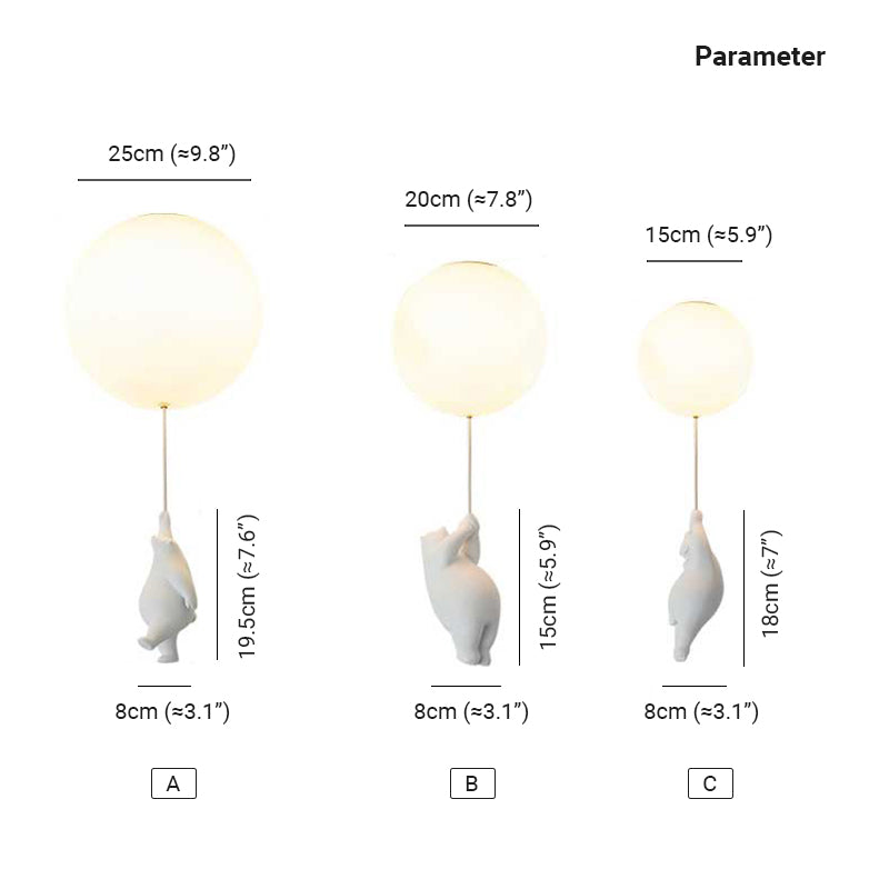 Novenel Bear Balloon Suspension/ Plafonnier Ballon Moderne Résine Chambre-Luire