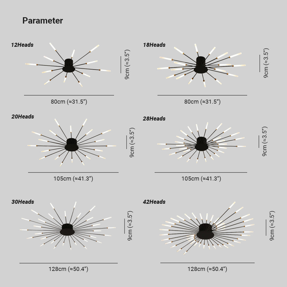 Zenonor Plafonnier Fireworks Design Artistique Noir/Doré-Luire