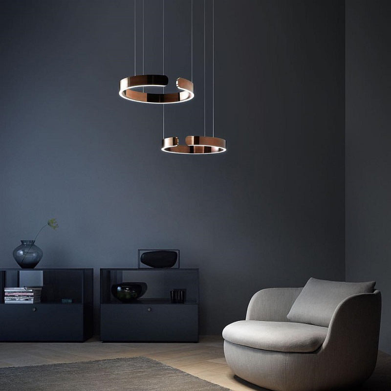 Ravelin Suspension Cercle Noir/Or Rose Salon/Chambre à Coucher-Luire