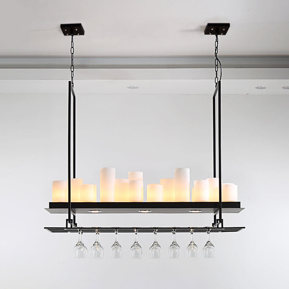 Silva Suspension Cylindre Moderne, Métal/Verre, Blanc/Noir, Restaurant/Bar-Luire