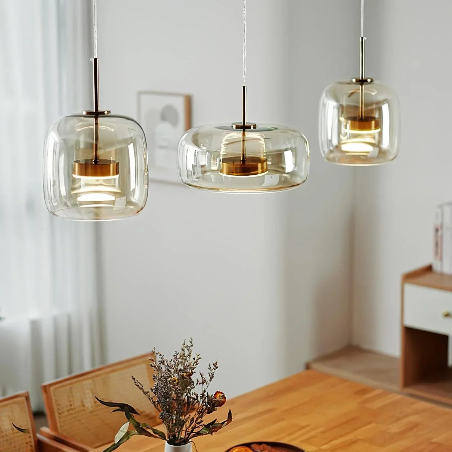 Davelix Suspension Cylindre Moderne Verre. Claire/Grise Fumée/Ambre-Luire