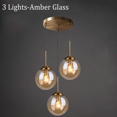 Mavar Luminaires Suspension Verre Transparent Ambre-Luire