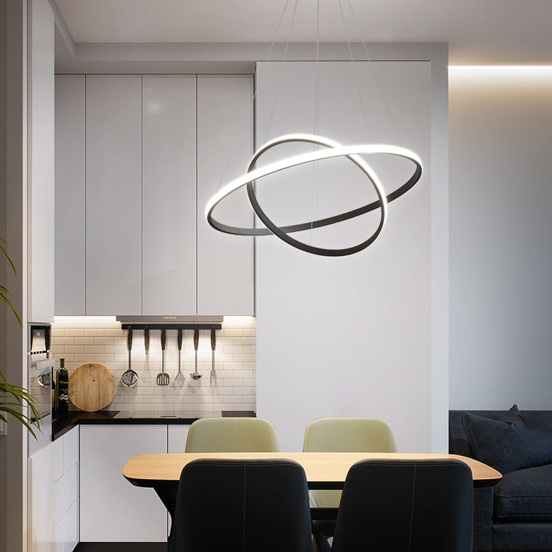 Sorinex Suspension Anneau Moderne Noir/Blanc/Doré. Salon-Luire