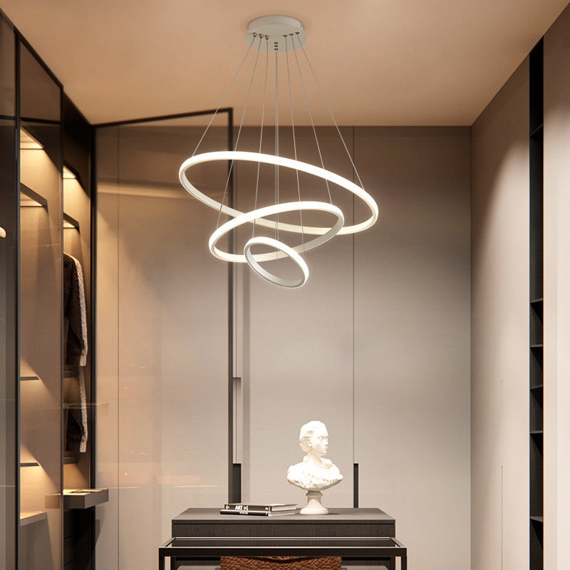 Sorinex Suspension Anneau Moderne Noir/Blanc/Doré. Salon-Luire