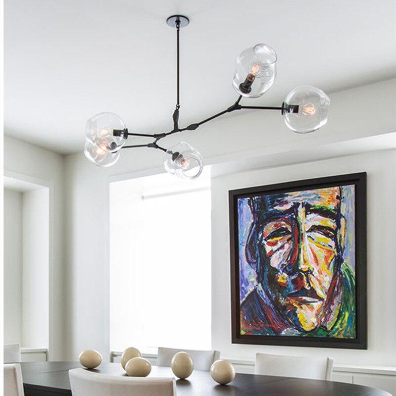 Rurex Suspension Nordique. Verre. Noir/Or. Salon-Luire