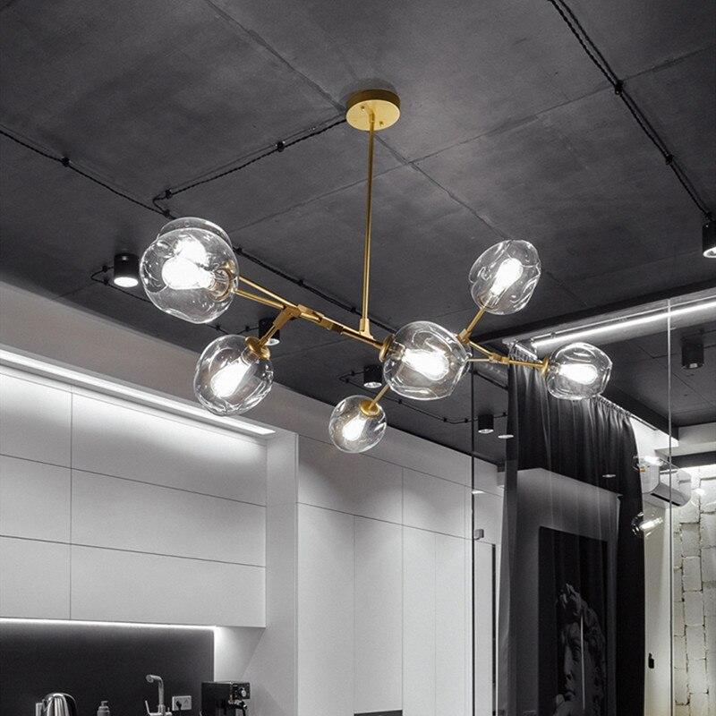 Rurex Suspension Nordique. Verre. Noir/Or. Salon-Luire