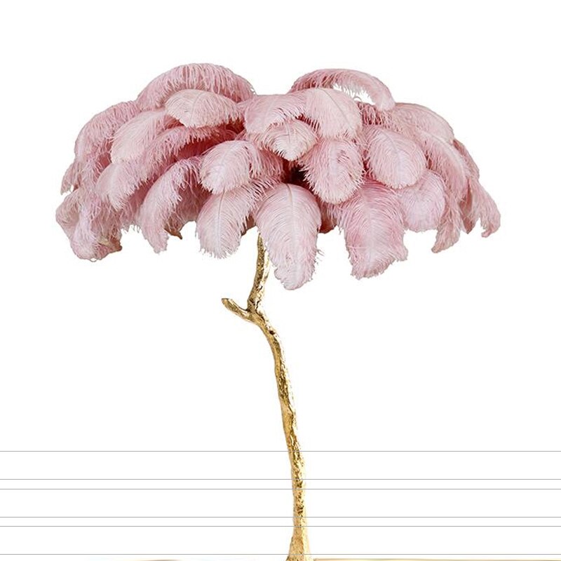 Lampadaire Fleur Luxe Plume/Métal Coloré Salon-Luire
