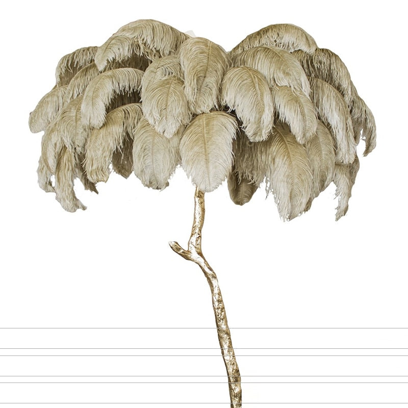 Lampadaire Fleur Luxe Plume/Métal Coloré Salon-Luire