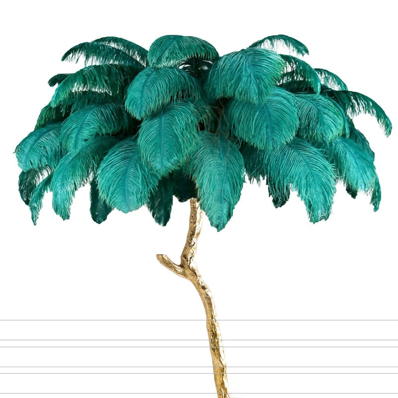 Lampadaire Fleur Luxe Plume/Métal Coloré Salon-Luire