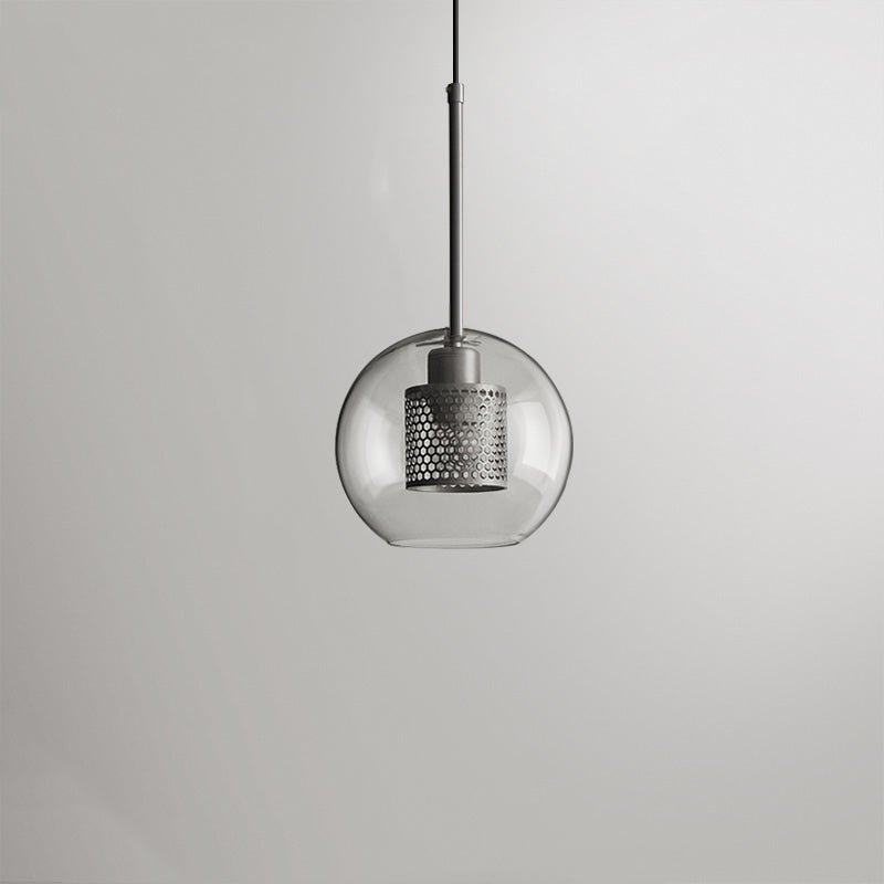 Vorinor Suspension Globe/Cylindre Moderne. Métal/Verre. Doré/Argent. Salon-Luire