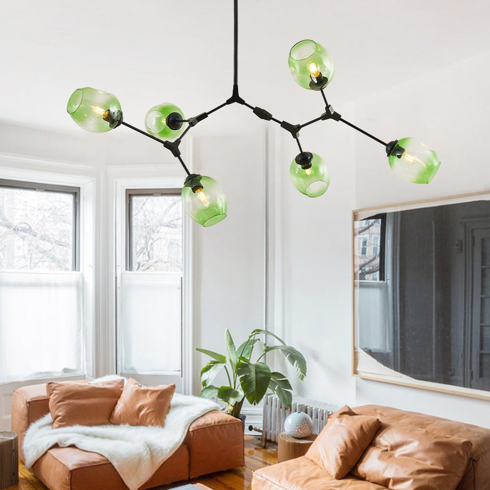 Rurex Suspension Nordique. Verre. Noir/Or. Salon-Luire