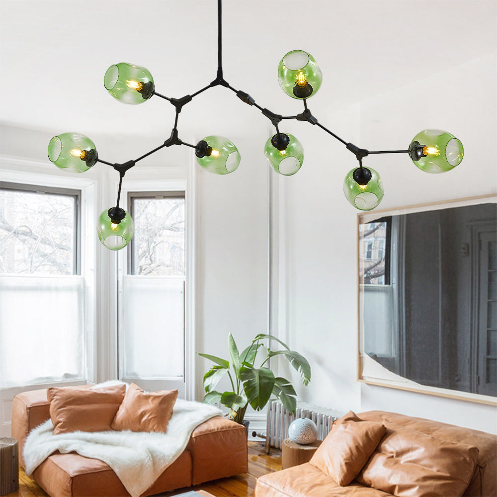 Rurex Suspension Nordique. Verre. Noir/Or. Salon-Luire