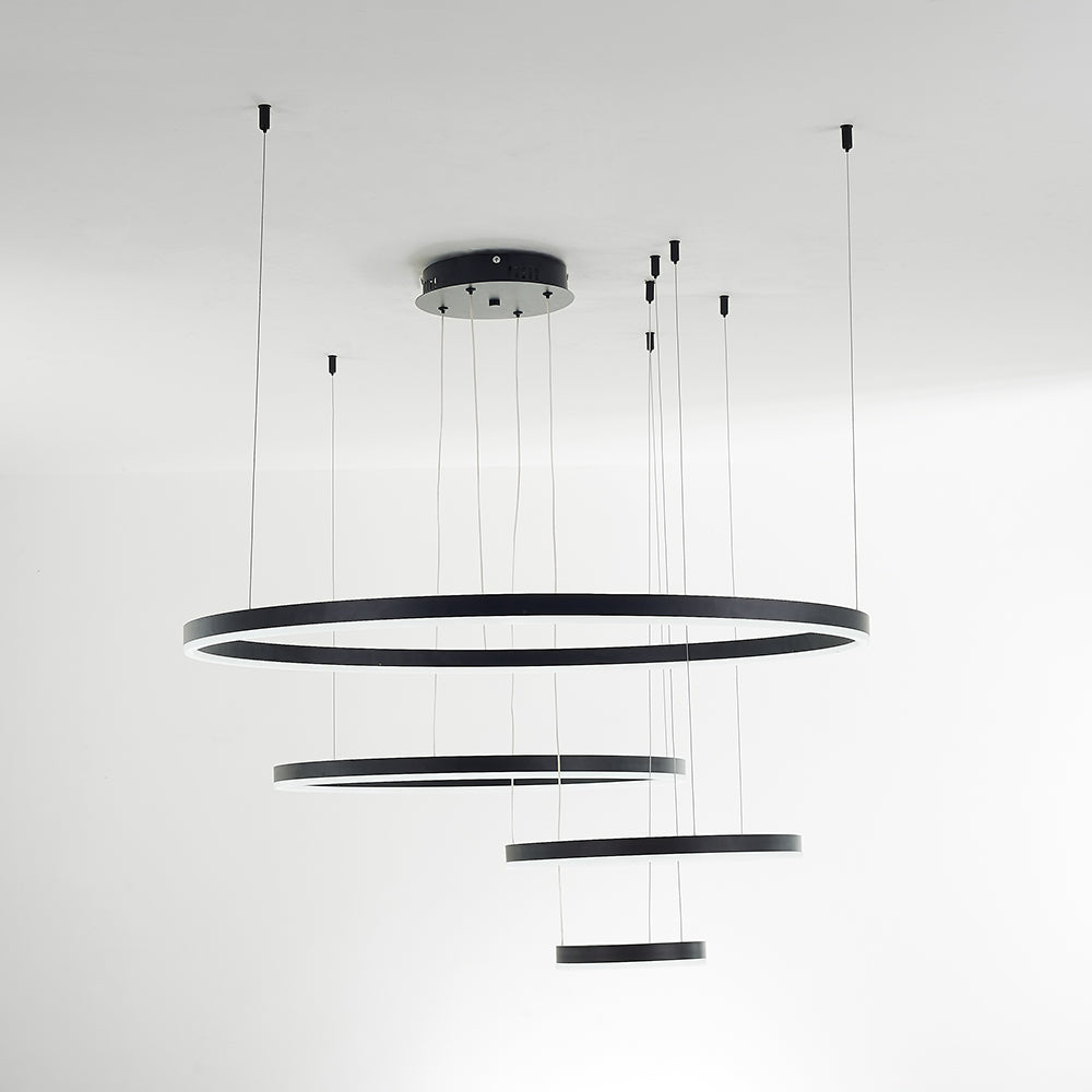 Zorin Suspension Anneau Moderne Métal Noir/Doré/Café Salon-Luire