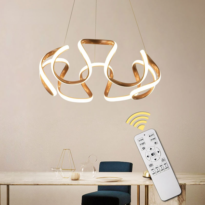 Eldorix Suspension Linéaire Moderne Doré/Café/Gris. Salon-Luire