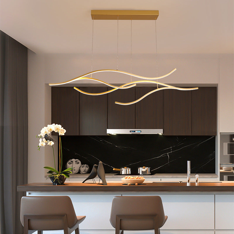 Tiroven Luminaires Suspension linéaire. LED Noir/Or. Salon-Luire