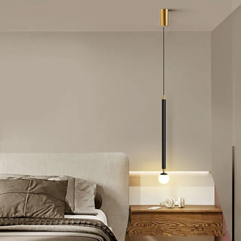 Diroven Suspension Cylindre Simple. Métal/Verre. Noir/Doré. Salon-Luire