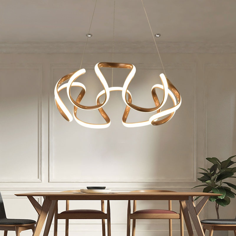 Eldorix Suspension Linéaire Moderne Doré/Café/Gris. Salon-Luire