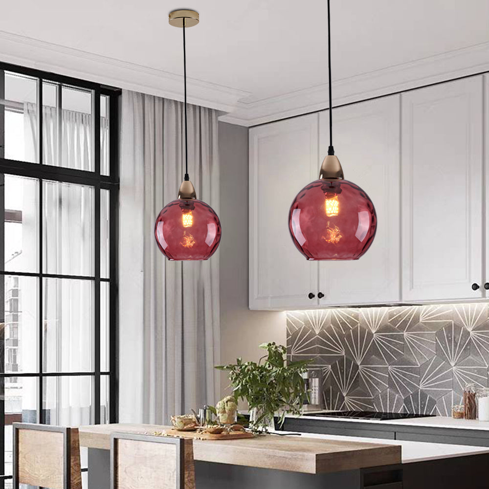 Vevenel Water Ripple Suspension Boule Moderne Verre Rouge/Vert/Bleu Salon-Luire