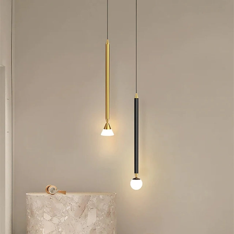 Diroven Suspension Cylindre Simple. Métal/Verre. Noir/Doré. Salon-Luire