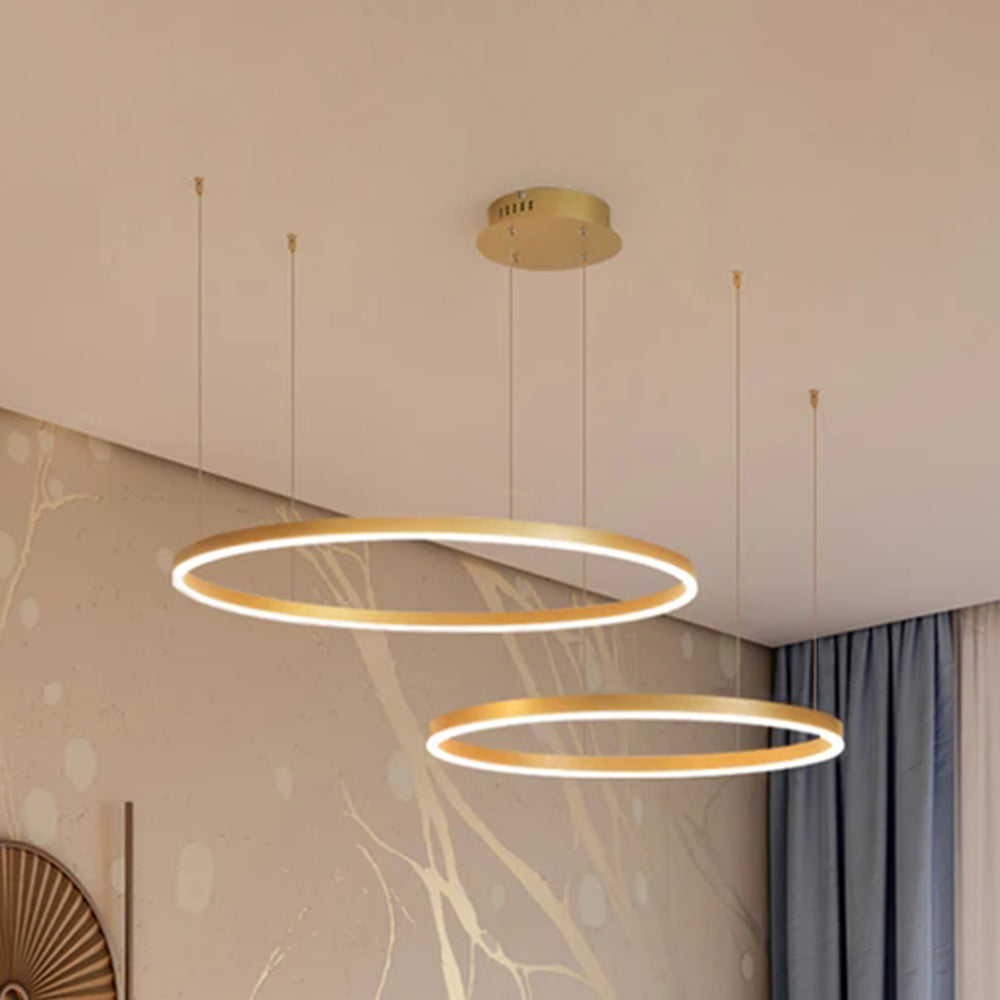 Zorin Suspension Anneau Moderne Métal Noir/Doré/Café Salon-Luire